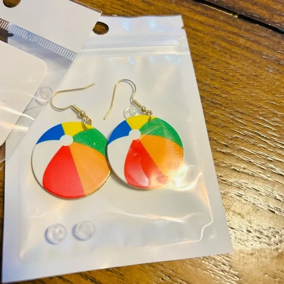 💜4for$20💜 Colorful Unicorn and Beach Ball Earrings Set - Picture 3 of 3
